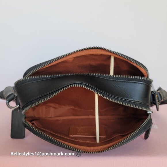 COACH Unisex Graham Signature Canvas & Leather Crossbody Bag -Tan/Black color🎈⭐ - Picture 13 of 16